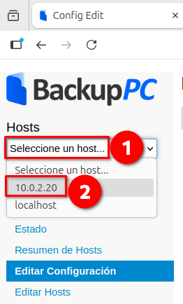 Selecciona un host