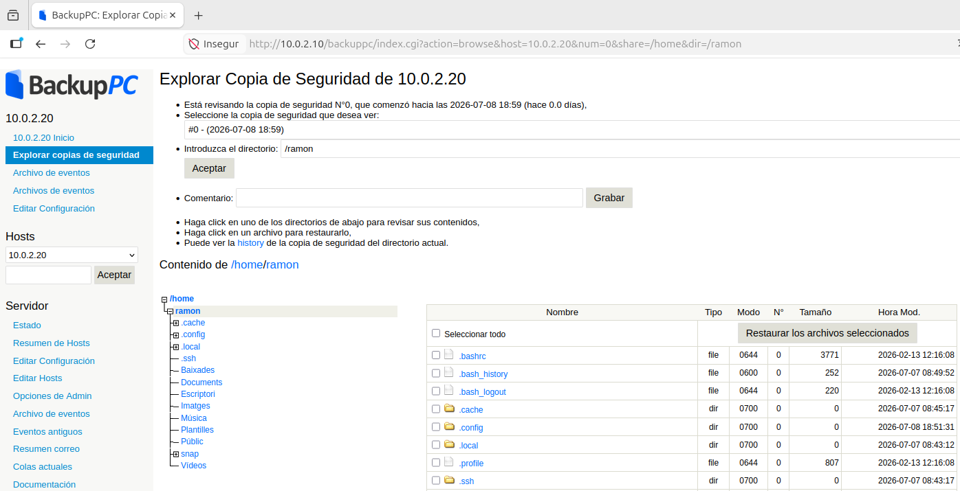 Explora una còpia de seguretat