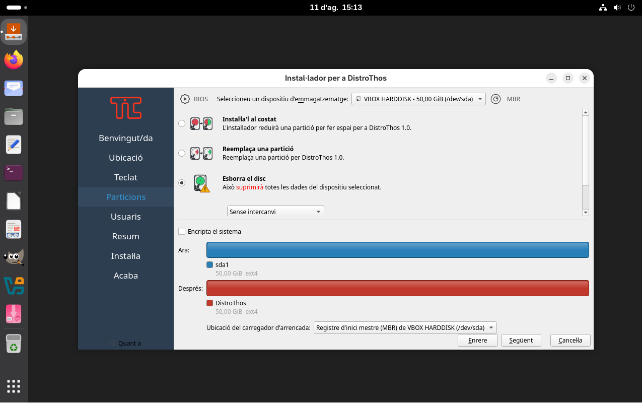Instal·lador - Particions