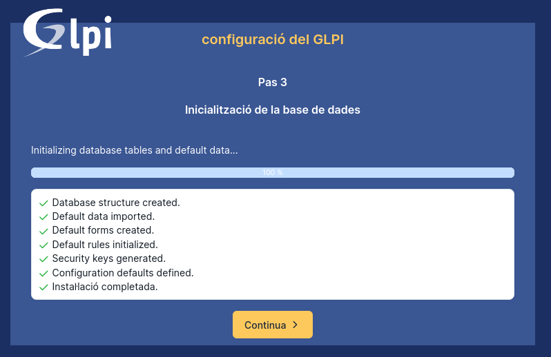 Inicialització de la base de dades