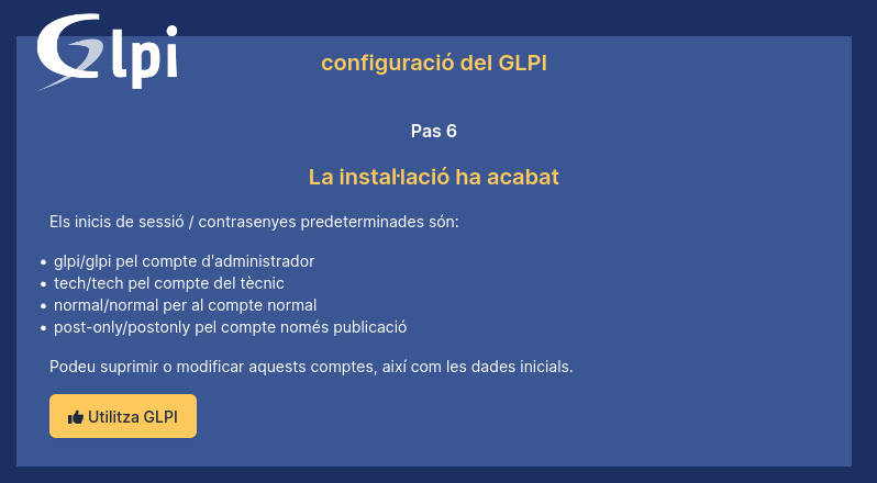 Instal·lació finalitzada