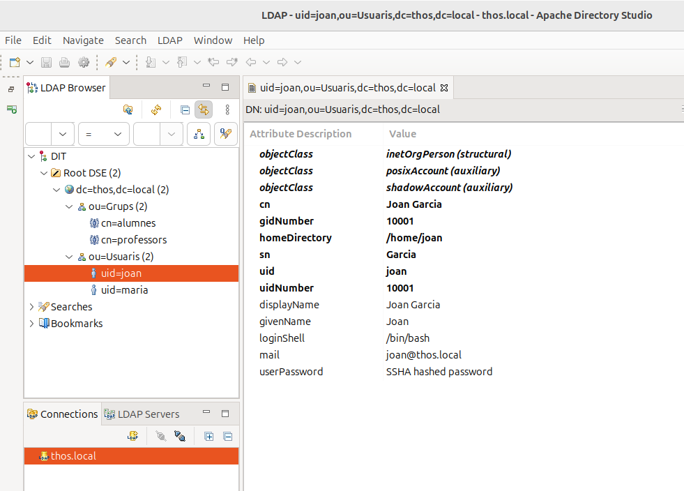Interfície d’Apache Directory Studio