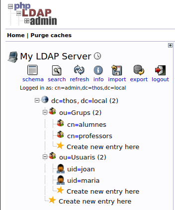 Interfície de phpLDAPadmin