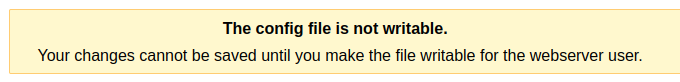 El fitxer de configuració no és escrivible.