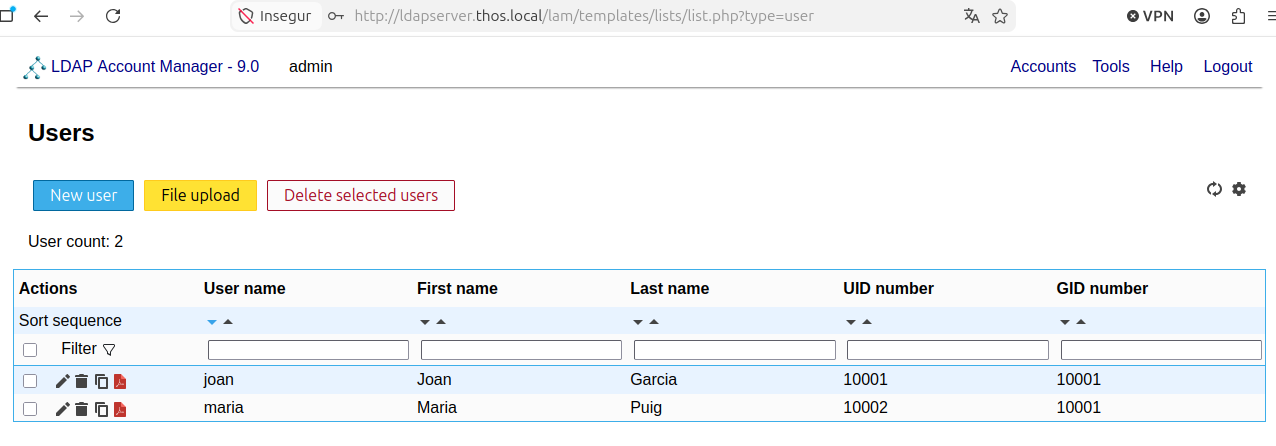 Usuaris d’LDAP
