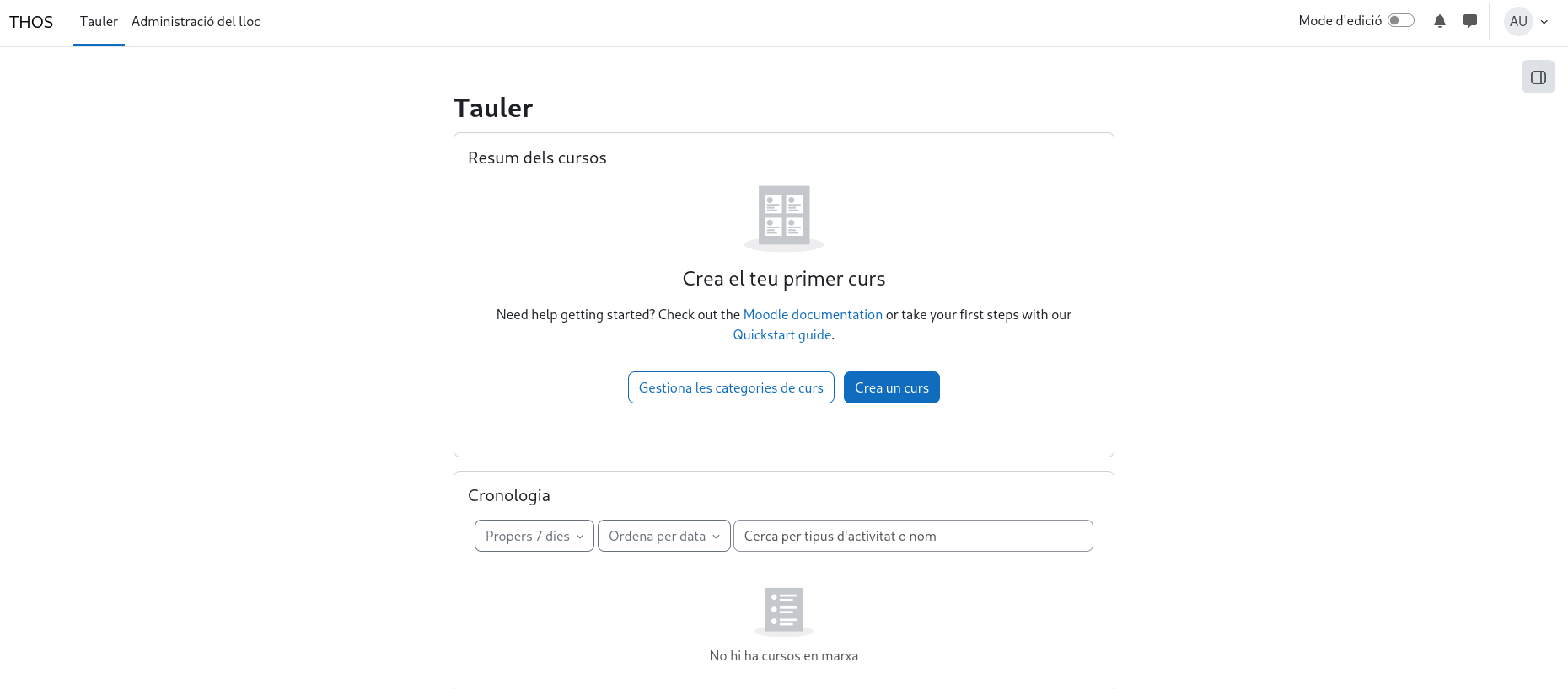 Tauler de control de Moodle