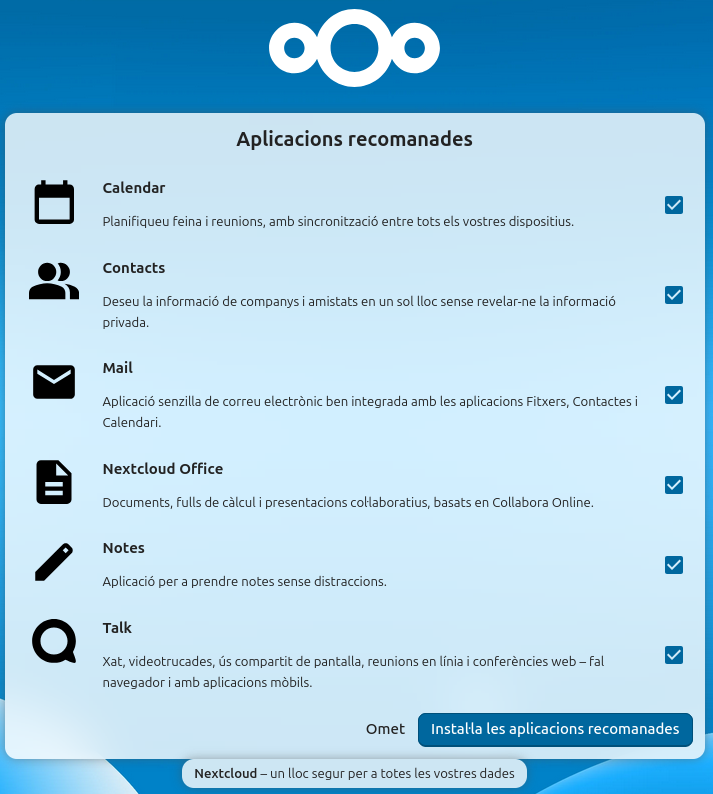 Aplicacions recomanades