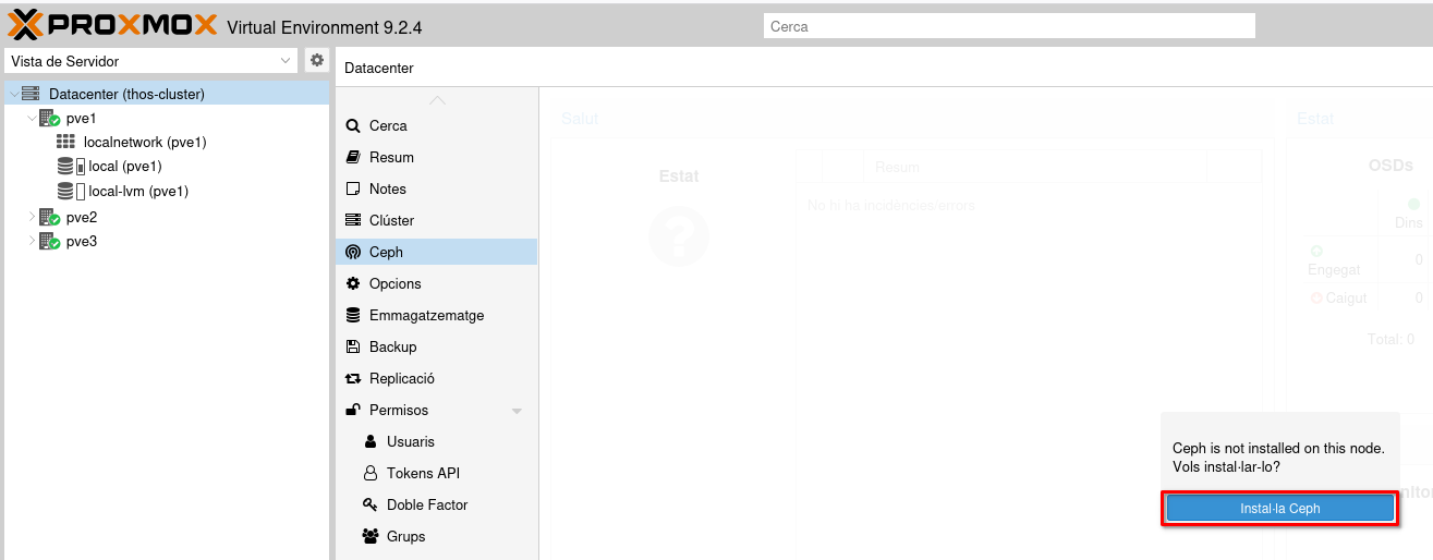 Instal·la Ceph