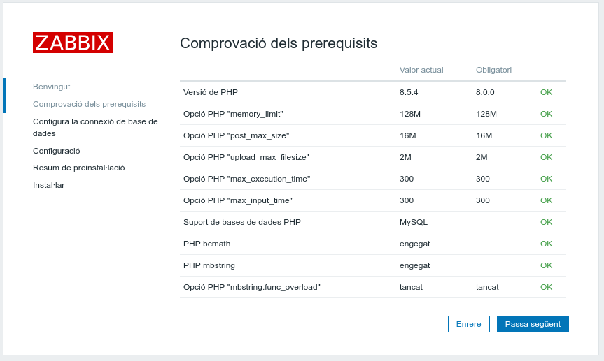 Comprovació de requisits