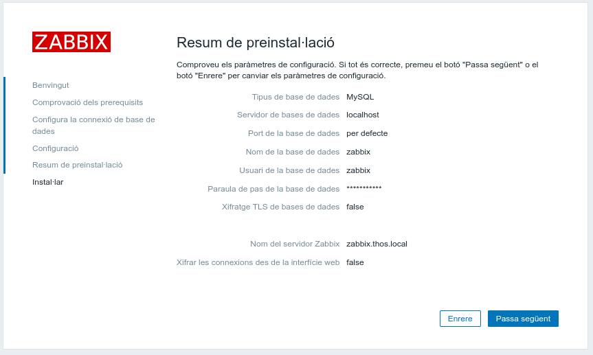 Resum de preinstal·lació